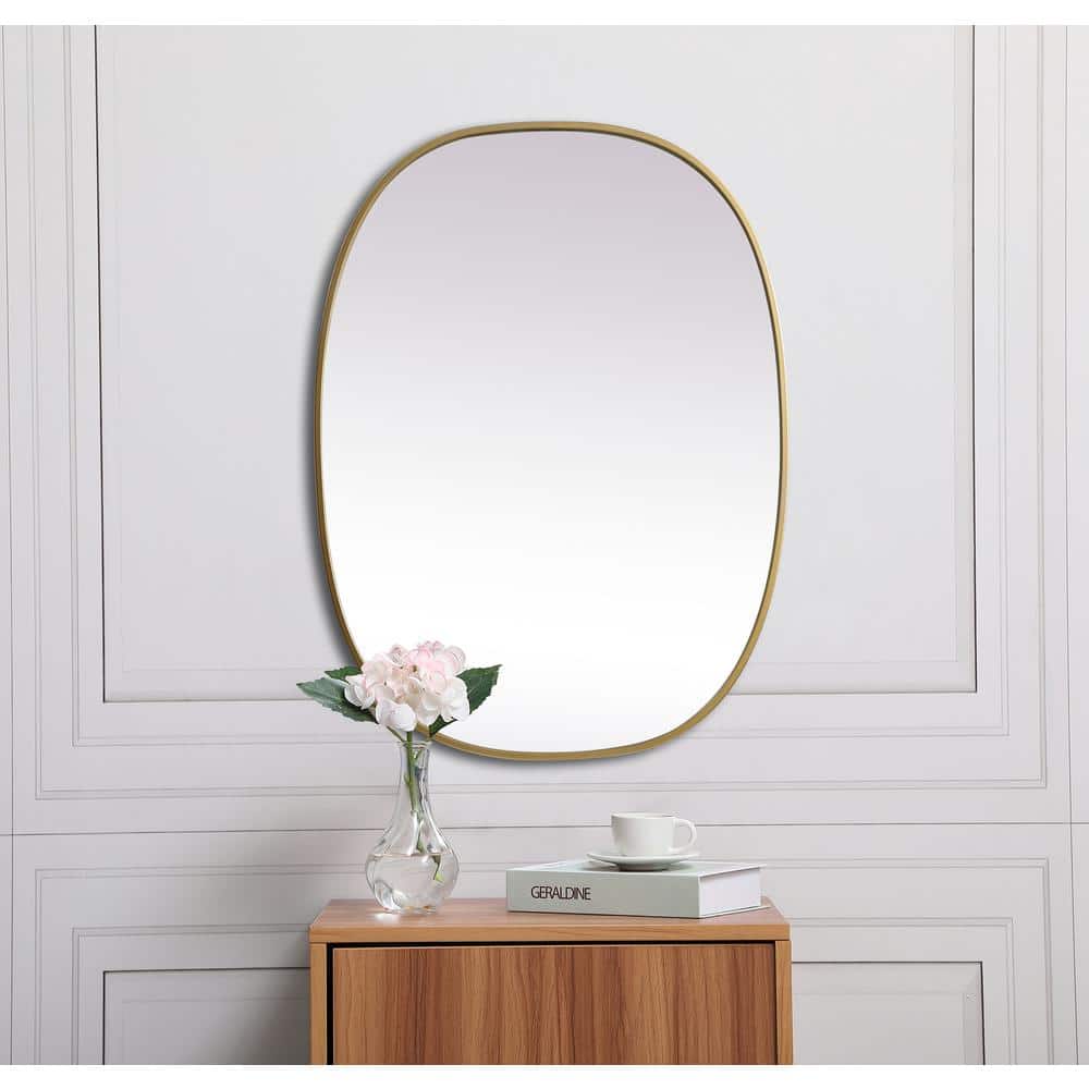 Brass Oval Metal Frame Bathroom Mirror