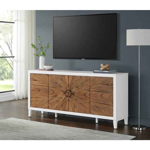 Martin Svensson Home San Tropez White and Brown TV Stand Fits TVs up to 65 in. x 70 in. with Storage