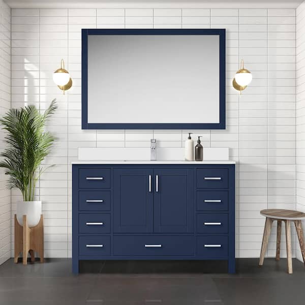 Jacques 48 in. W x 22 in. D Navy Blue Bath Vanity with Cultured Marble Top