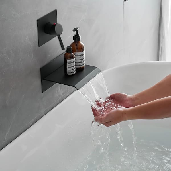 Single-Handle Wall Mount Roman Tub Faucet Bathtub Filler in Matte Black