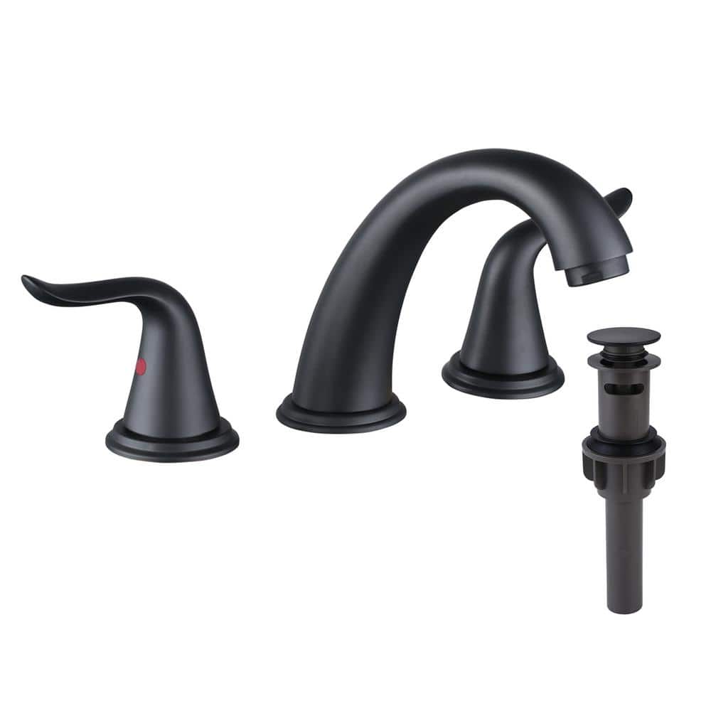 8 in. Widespread Double Handle Bathroom Faucet with 2-Aerators, Pop-up Drain and Supply Lines in Matte Black price history on PriceWatchPro