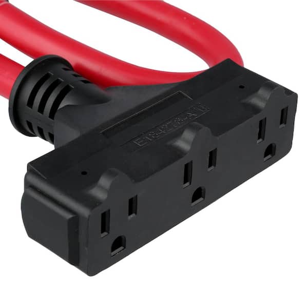 Husky 2 ft. 12/3 3-Outlet Power Block Extension Cord in Red and