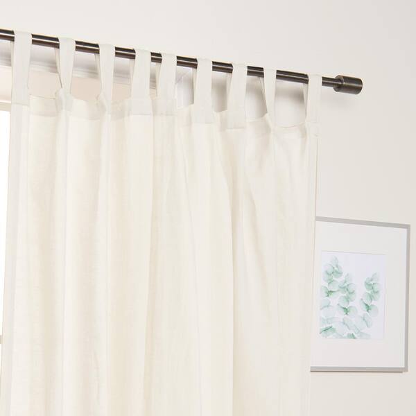 Best Home Fashion 52 W X 96 L 100% Linen Silver Tab Top Curtain Set in  White YK_04_TAB_LINEN-96-WHITE - The Home Depot