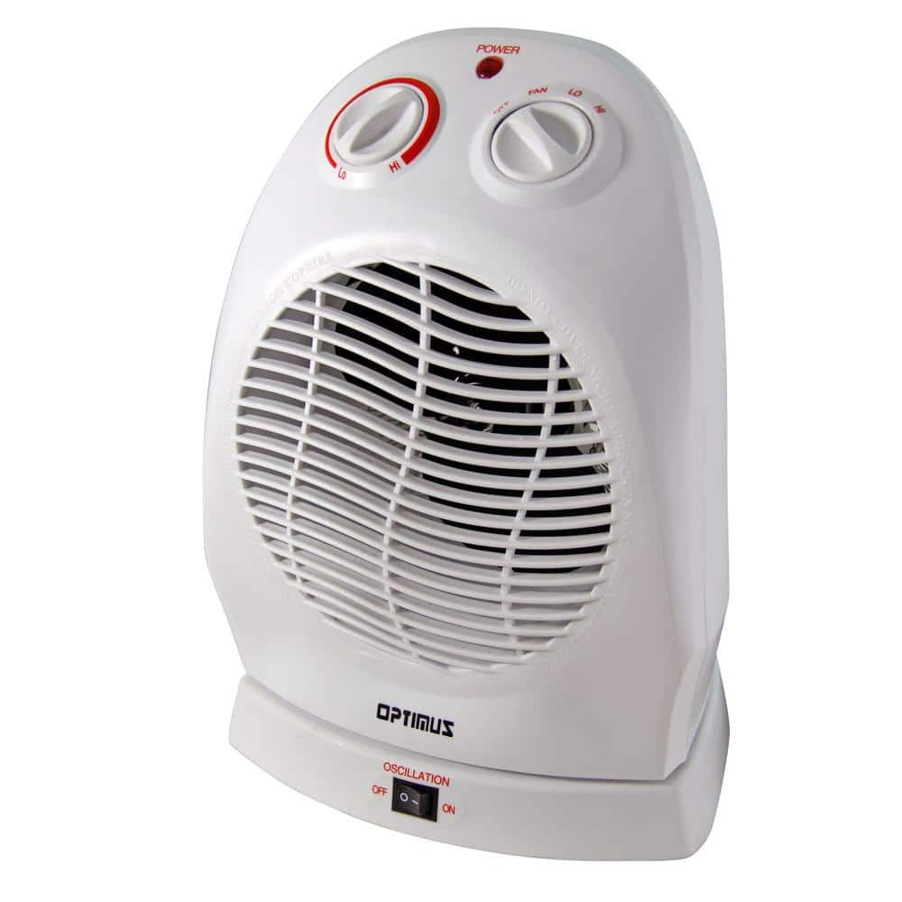 Optimus Electric 750 Watt To 1500 Watt Oscillating Portable Fan Heater With Thermostat 98578845m The Home Depot