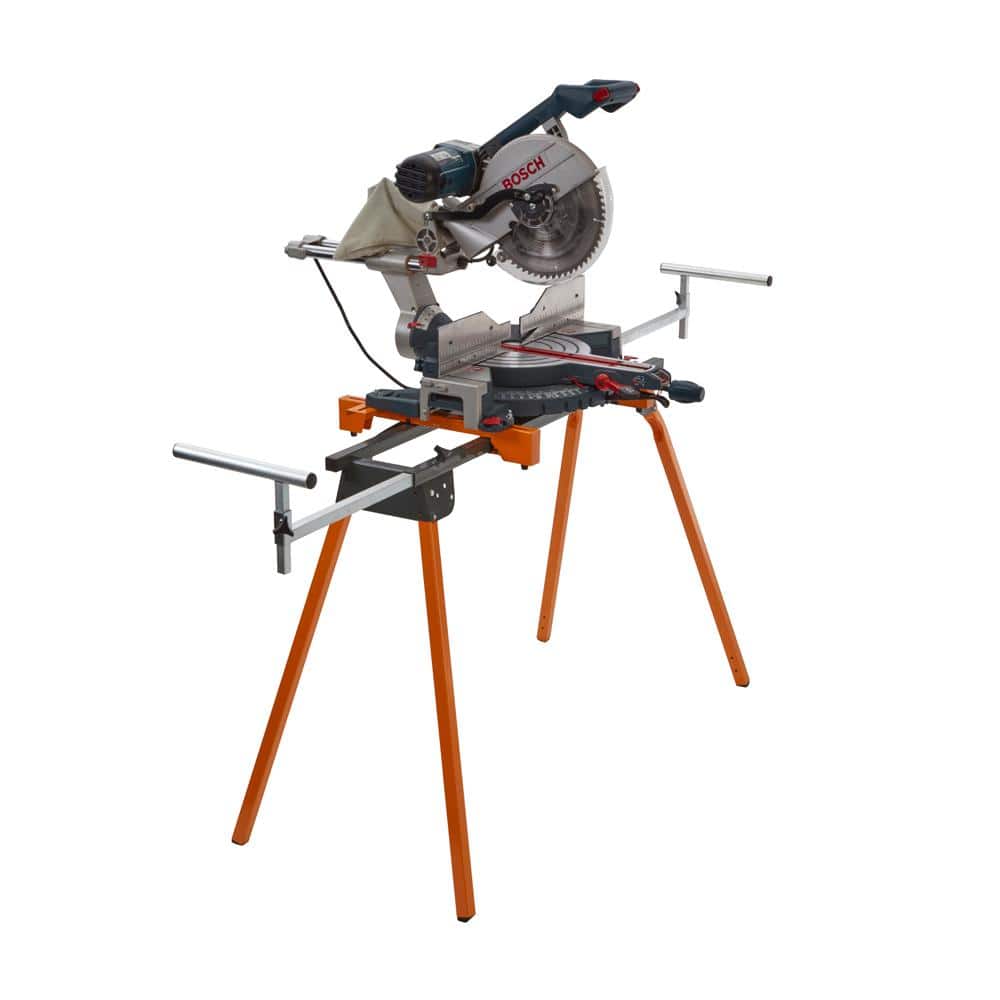 BORA Portamate Heavy Duty Folding Miter Saw Stand with Wheel Kit and  Adjustable Pedestal Roller, Heavy Duty Pro Workstand with Additional  Outfeed Supp