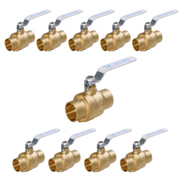 PLUMBFLEX 1/2 in. SWT x 1/2 in. SWT Premium Brass Full Port Ball Valve (10 Pack)