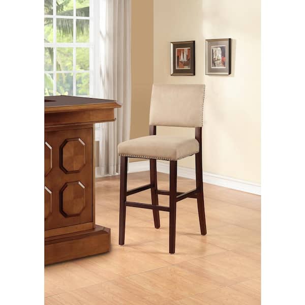 Linon Home Decor Corey 30 in. Stone Cushioned Bar Stool