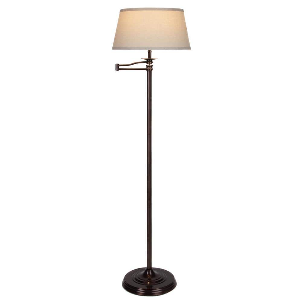 Caden Led Modern Floor Lamp with Swing Arm & Drum Shade