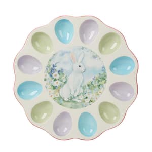 Easter Morning 1.25 in. W x 1.25 in. H x 12.25 in. D Round Assorted Colors Earthenware Deviled Egg Plates