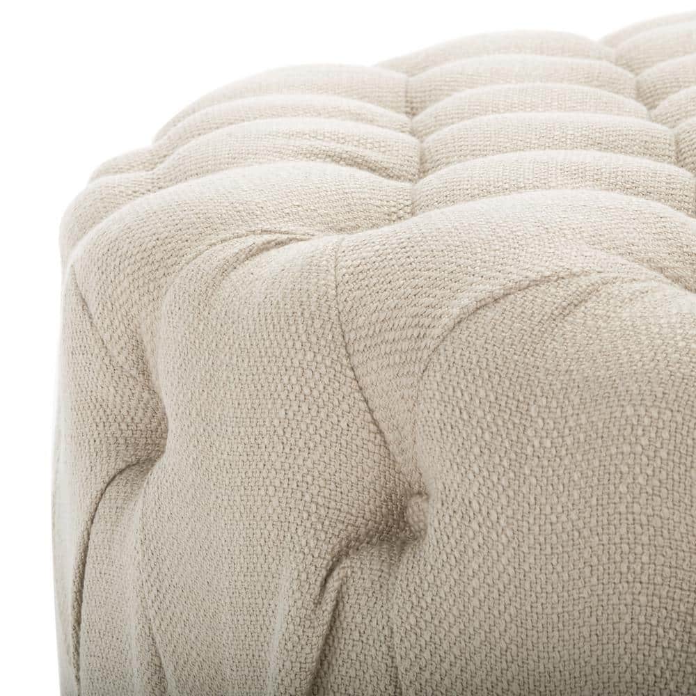 Charlene 39" Gold Tufted Round Cocktail Ottoman