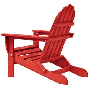 Icon Bright Red Recycled Plastic Folding Adirondack Chair with Side Table (2-Pack)