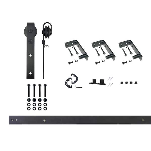 HOMACER 4 ft./48 in. Black Rustic Ceiling Mount Non-Bypass Sliding Barn Door Track and Hardware Kit for Single Door