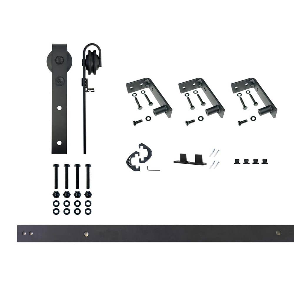 4 ft./48 in. Black Rustic Ceiling Mount Non-Bypass Sliding Barn Door Track and Hardware Kit for Single Door price history on PriceWatchPro