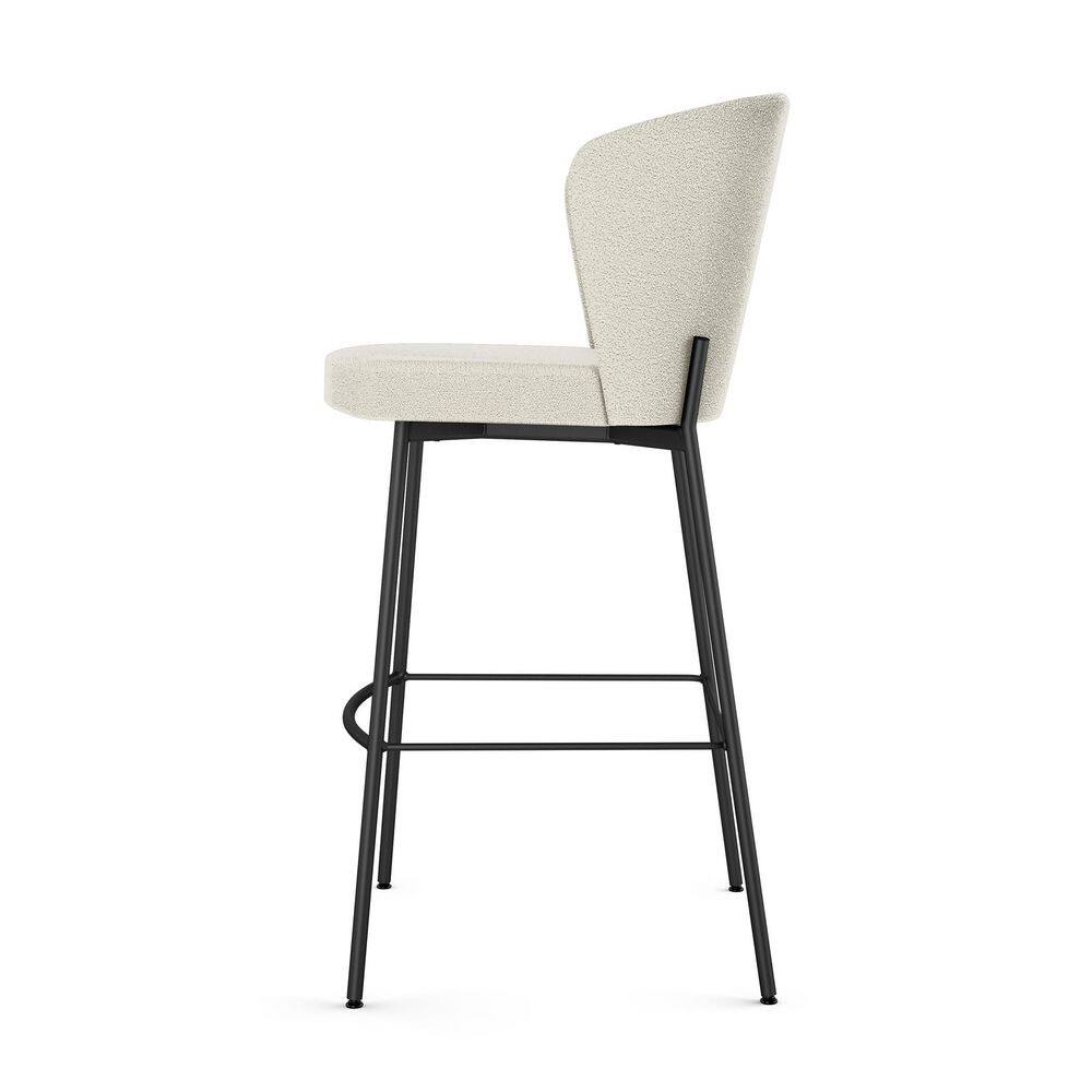 Camilla Beige Cream Polyester and Black Metal Counter Stool