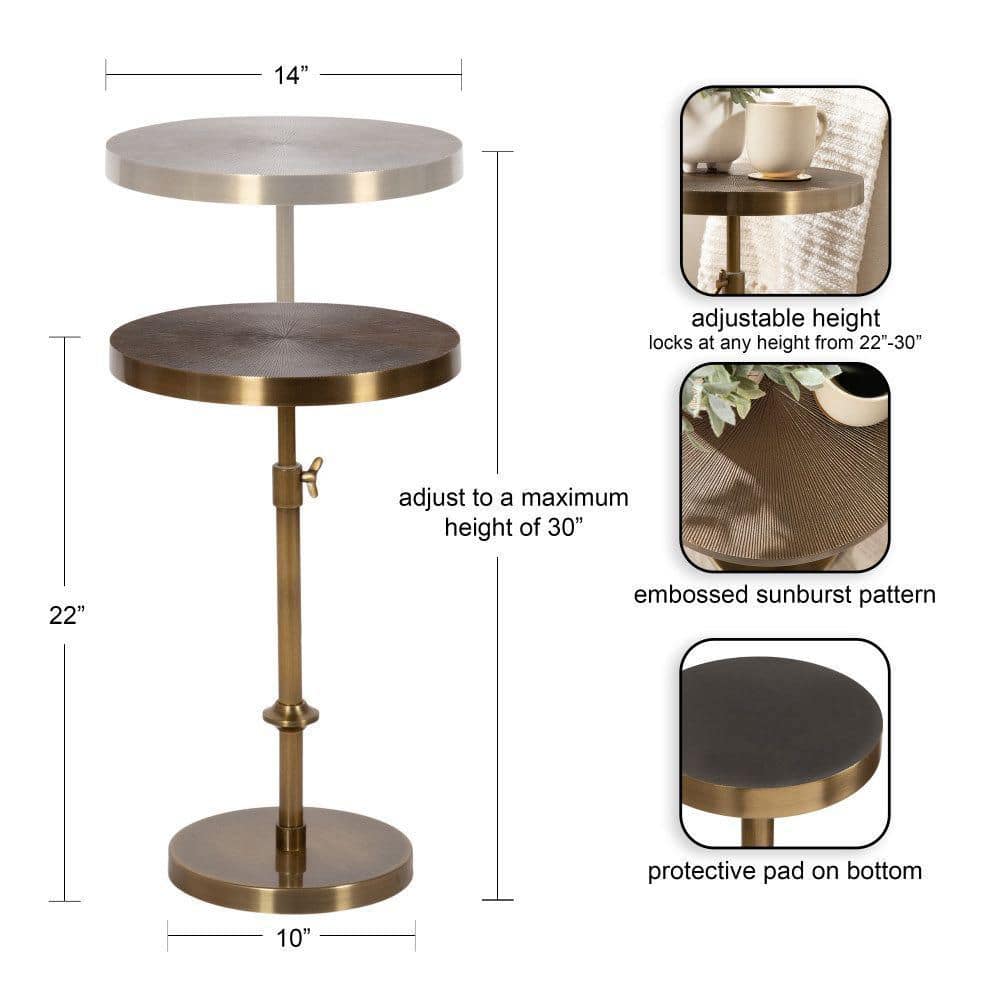 Engles 14 in. Gold Round Metal End Table - thumbnail 4