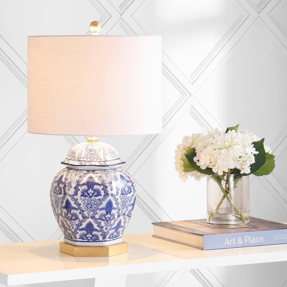Gretchen 25" Blue and White Ceramic Ginger Jar Table Lamp