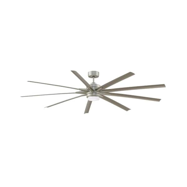 FANIMATION Odyn 84 in. LED Indoor/Outdoor Brushed Nickel with Nickel Blades DC Ceiling Fan with Light Kit and Remote