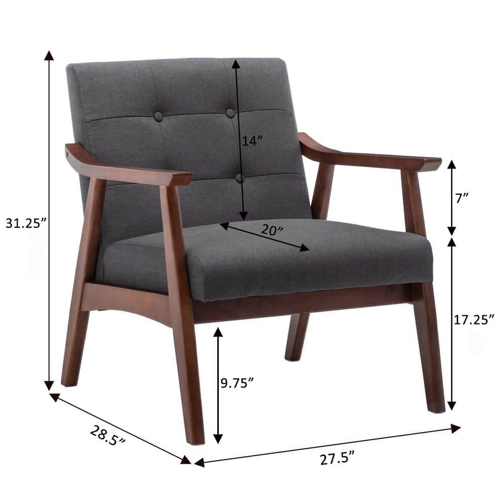 Espresso Elegance 28" Dark Gray Fabric Accent Chair