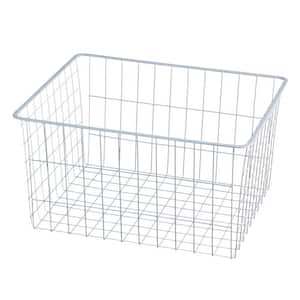 7 in. H x 17 in. W White Steel 1-Drawer Wide Mesh Wire Basket