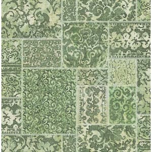 Esma Green Vintage Carpet Paper Strippable Roll Wallpaper (Covers 56.4 sq. ft.)