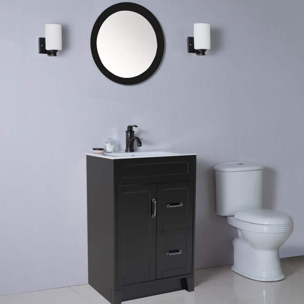 Espresso Freestanding Single Bathroom Vanity with Ceramic Top