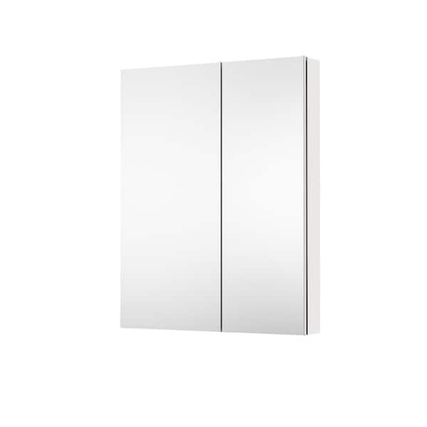 28 in. W x 36 in. H Rectangular Aluminum Recessed/Surface Mount Medicine Cabinet with Mirror and Glass Shelves