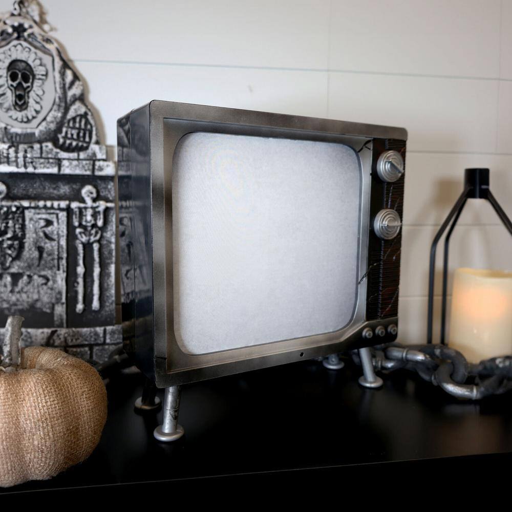 Haunted Hill Farm 12" Motion-Activated Haunted TV with LED Lights