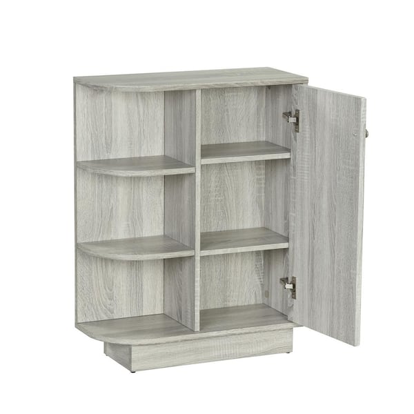 FORCLOVER 23-3/5 in. W x 10 in. D x 31-1/3 in. H Brown Wood Freestanding Bathroom Linen Cabinet with Adjustable Shelf in OAK