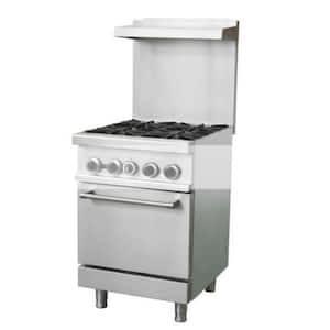 24 in. 2.9 cu. ft. 4 Burner Commercial Gas Range with Oven in Stainless Steel