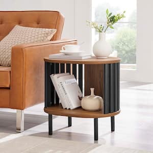 Fortitude 19.5 in. W Oval Side Table in Walnut Black