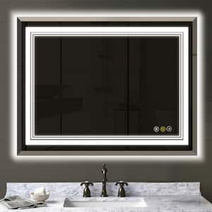 Siren 48 in. W x 36 in. H Medium Rectangular Frameless LED Dimmable Anti-Fog Wall Mount Bathroom Vanity Mirror in Silver