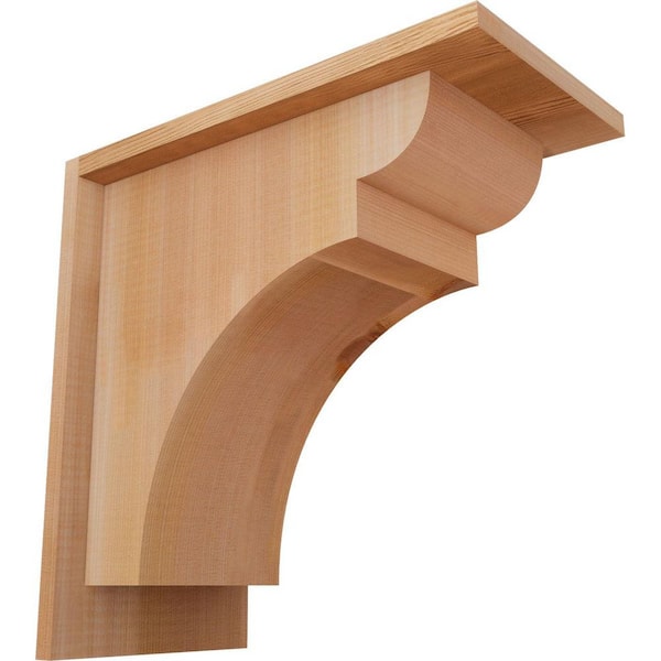 Ekena Millwork 7-1/2 in. x 14 in. x 14 in. Western Red Cedar Yorktown Smooth Corbel with Backplate
