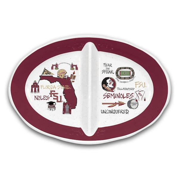 Florida State 16.5 in. Assorted Colors 2 Section Melamine Serving Platter