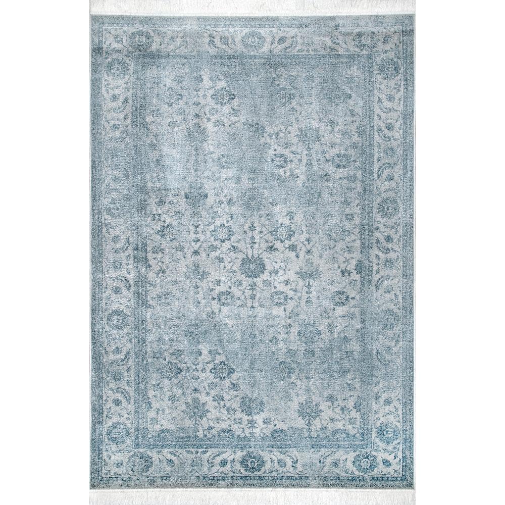 nuLOOM Elyse Vintage Floral Blue 8 ft. x 10 ft. Area Rug DCRS02C-76096 ...