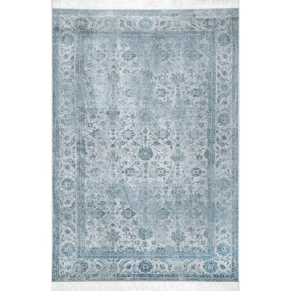 nuLOOM Elyse Vintage Floral Blue 8 ft. x 10 ft. Area Rug