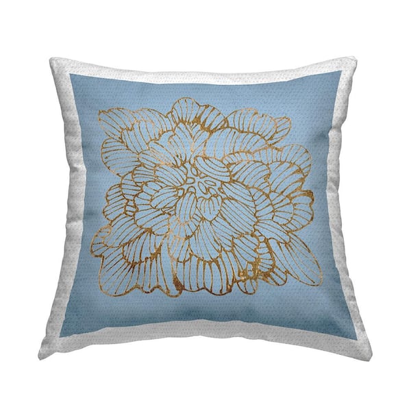 Stupell Industries Blue and Glam Modern Flower Blue Square Outdoor Throw Pillow