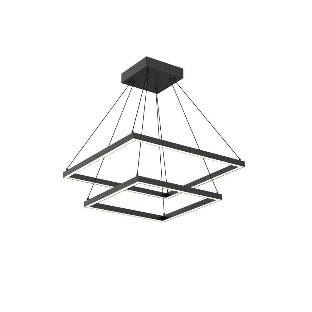 Piazza 24 in. 2-Light 87-Watt Black Integrated LED Chandelier price history on PriceWatchPro