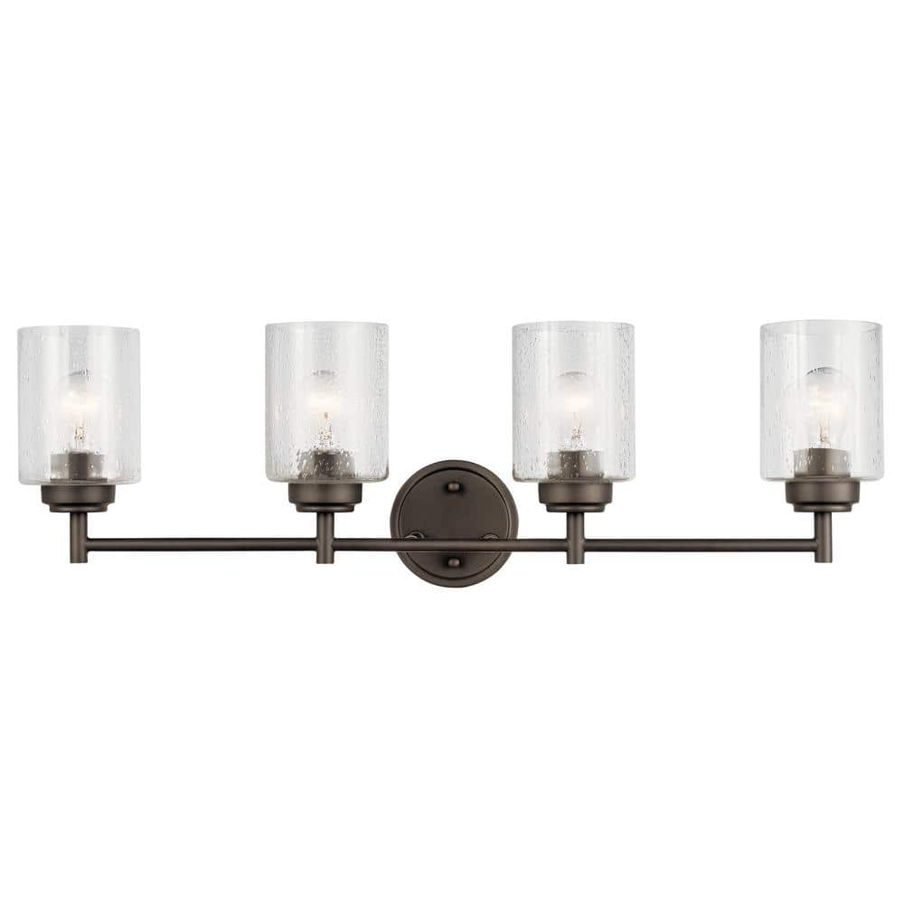 Winslow 30" Olde Bronze 4-Light Vanity Light with Clear Seeded Glass