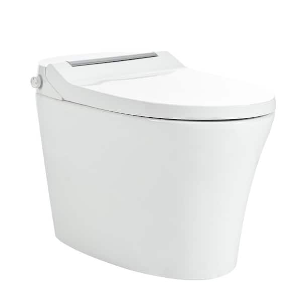 1/1.28 GPF Elongated Bidet Toilet in White with Foot Sensor Flush, Knob Control, Adjustable Temp Heated Seat