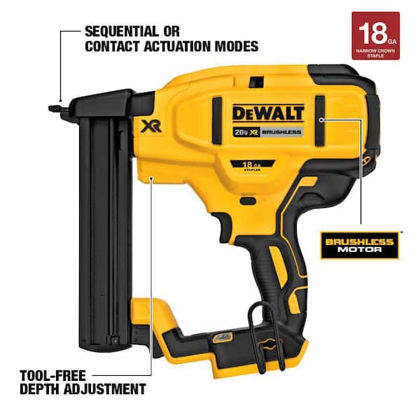 20V MAX XR Lithium-Ion Cordless 18-Gauge Narrow Crown Stapler (Tool Only)