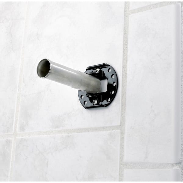 60 in. Curved Shower Rod with Pivoting Flanges in Brushed Nickel 60 in. Curved Shower Rod with Pivoting Flanges in Brushed Nickel