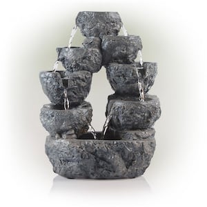 14 in. Tall Tabletop 5-Tier Cascading Waterfall Fountain with LED Lights