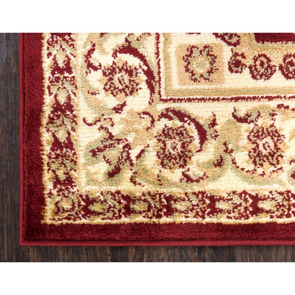 Burgundy Rectangular 9' x 12' Stain-Resistant Synthetic Area Rug