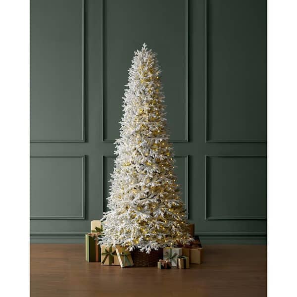 12 ft. Breckenridge Twinkling Adaptive Lighting Downswept Fraser Fir Flocked LED Pre-Lit Christmas Tree
