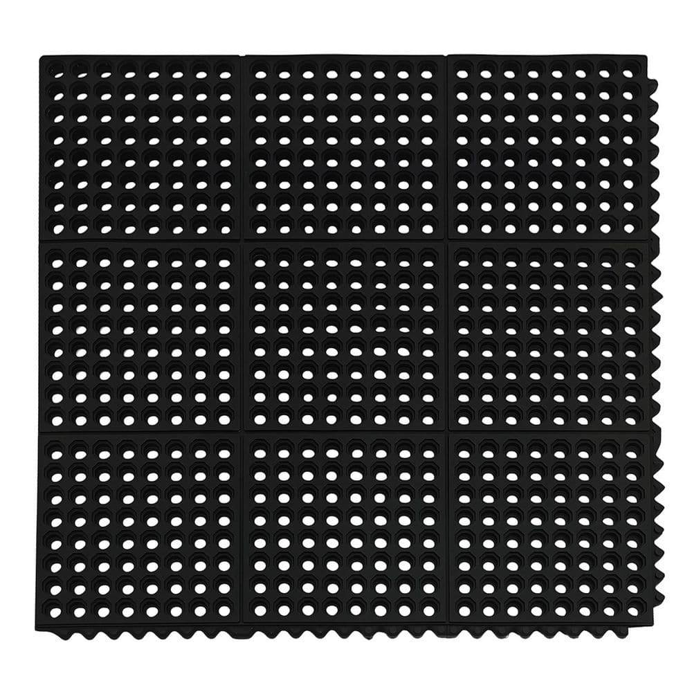 36 x 36 in. Interlocking Rubber Floor Mat Non-Slip Outdoor Shower Pool Drainage Mat in Black price history on PriceWatchPro