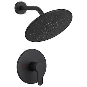 1-Spray Pattern Single Handle with 2.5 GPM 9 in. Wall Mount Fixed Shower Head in Matte Black (Valve Included)