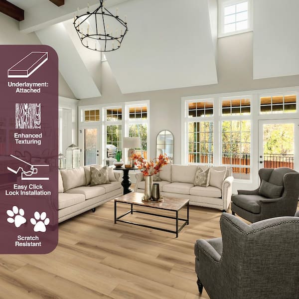 Hemlock Hickory 20 MIL x 7 in. W x 48 in. L Waterproof Click Lock Luxury Vinyl Plank Flooring (23.8 sq. ft./Case)
