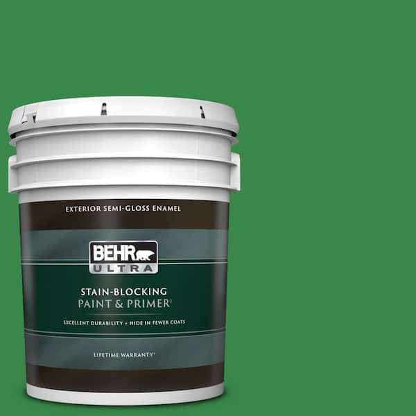 BEHR ULTRA 5 gal. #P400-7 Paradise of Greenery Semi-Gloss Enamel Exterior Paint & Primer