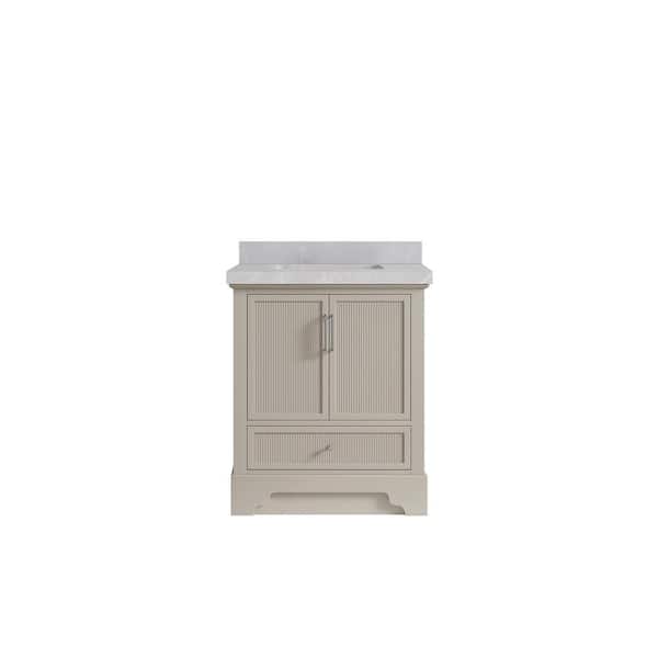 Willow Collections Alys 30 in. W x 22 in. D x 36 in. H Single Sink Bath Vanity Center in Fine Grain with 2 in. Pearl Gray Quartz Top