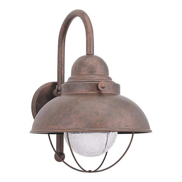 Generation Lighting Sebring Weathered Copper Outdoor 15.75 in. Industrial Nautical Integrated LED Wall Lantern Sconce